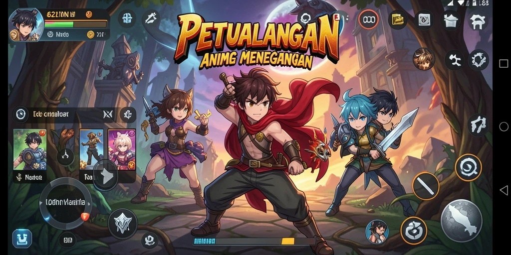 Screenshot utama 62IDN menampilkan karakter anime dalam aksi seru.