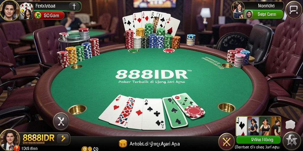 Tampilan gameplay Poker yang seru dan menantang di 888IDR.