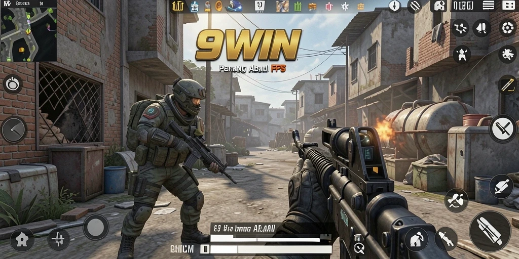 Screenshot menampilkan aksi seru dalam pertempuran FPS di 9WIN.