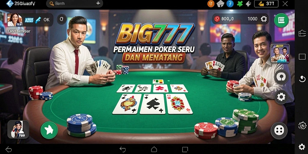 Tampilan gameplay seru dan interaktif di BIG777 yang menyajikan poker.