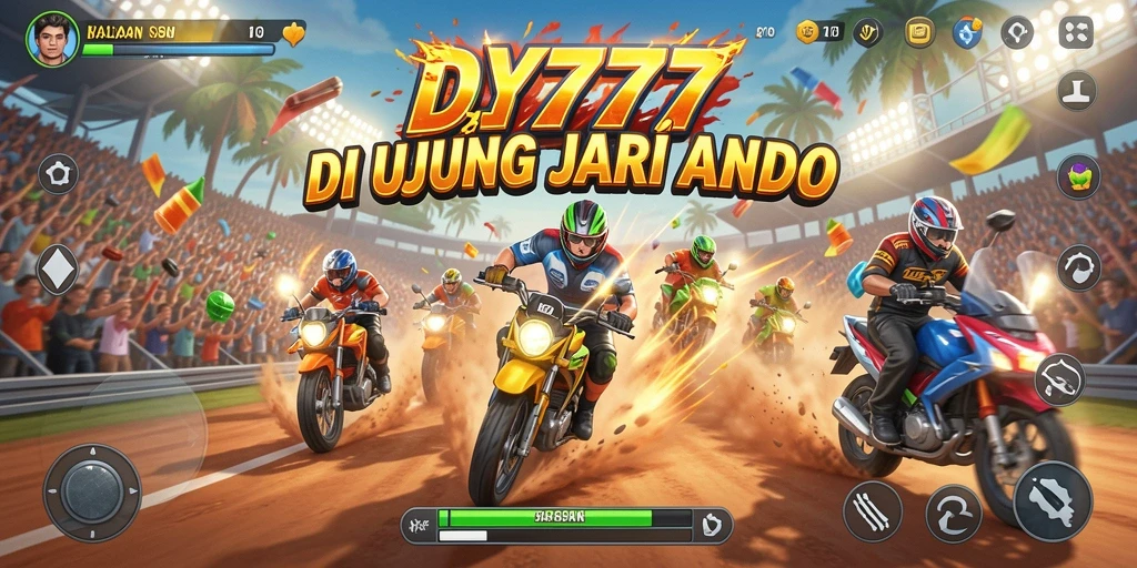 Tampilan utama gameplay DY777 dengan aksi balapan yang seru.