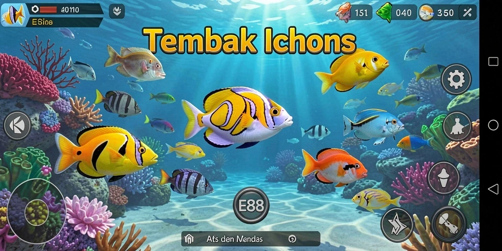 Screenshot E88 menunjukkan aksi seru dalam menangkap ikan.
