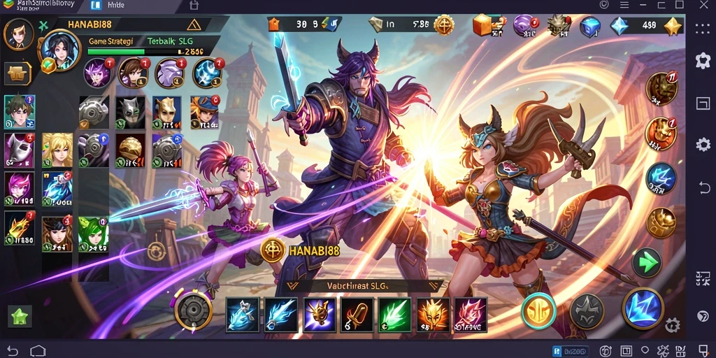 Screenshot gameplay HANABI88 menunjukkan pertempuran strategis yang seru.