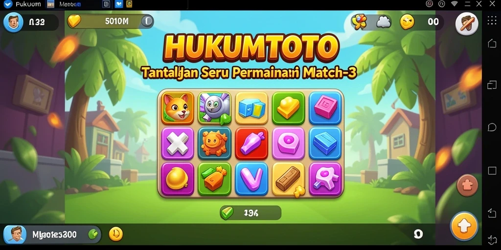 Gameplay seru HUKUMTOTO dengan elemen puzzle Match-3.