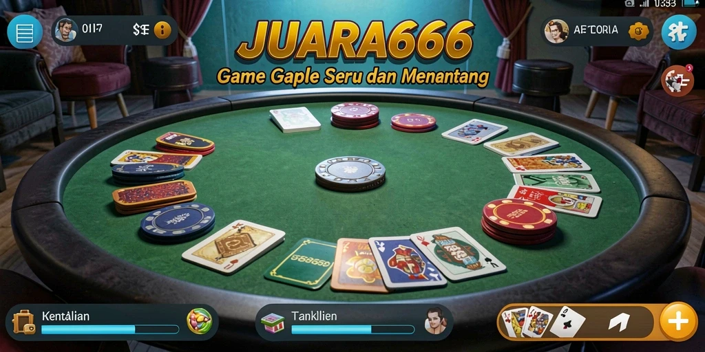 Tampilan seru gameplay JUARA666 saat bermain Gaple bersama teman.