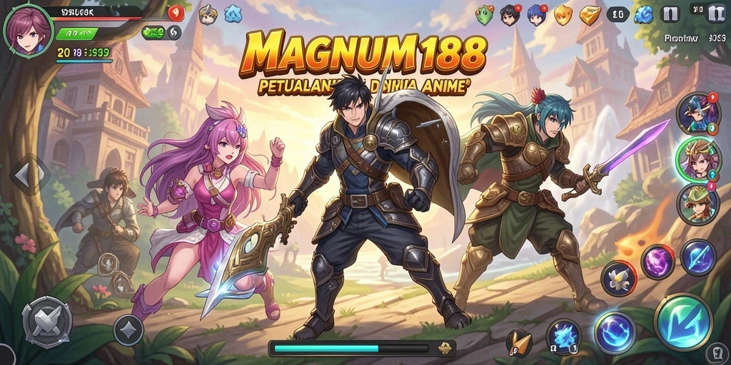 Tampilan gameplay MAGNUM188 dengan karakter anime ikonik.