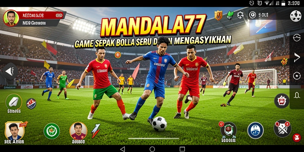 Tampilan gameplay MANDALA77 yang memukau dengan aksi sepak bola seru.