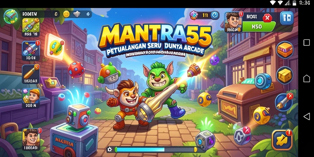Screenshot utama dari gameplay seru MANTRA55 di dunia Arcade.