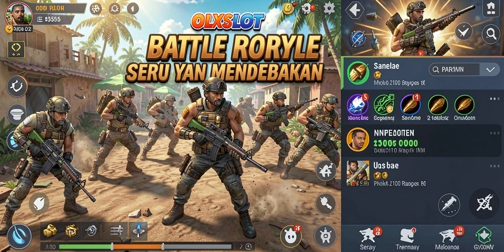 Gameplay mendebarkan dalam <strong>OLXSLOT</strong> di arena Battle Royale.