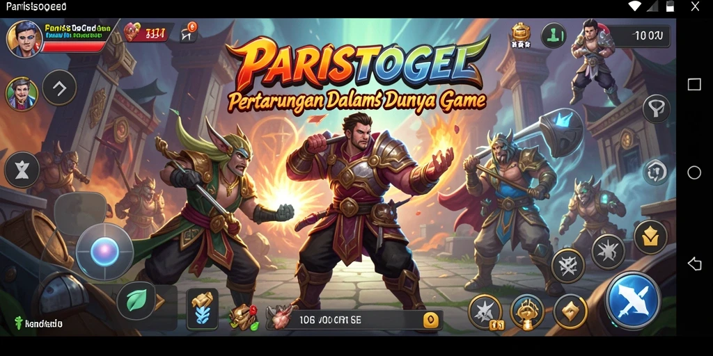 Screenshot menampilkan karakter heroik bertarung di arena menantang.