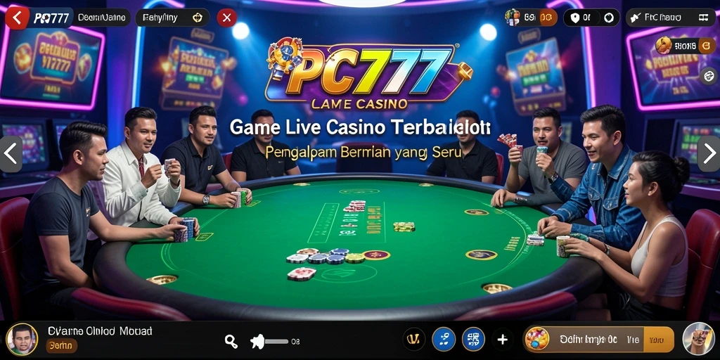 Tampilan gameplay PC777 dengan dealer langsung yang profesional.