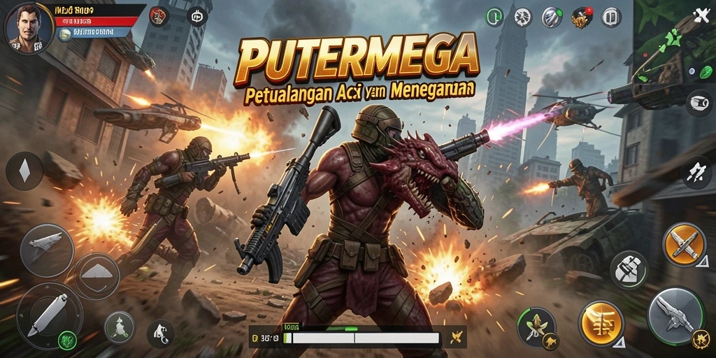 Tangkapan layar gameplay PUTERMEGA menunjukkan aksi yang memukau.