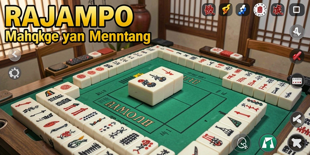 Tangkapan layar gameplay RAJAMPO dengan papan Mahjong yang menantang.