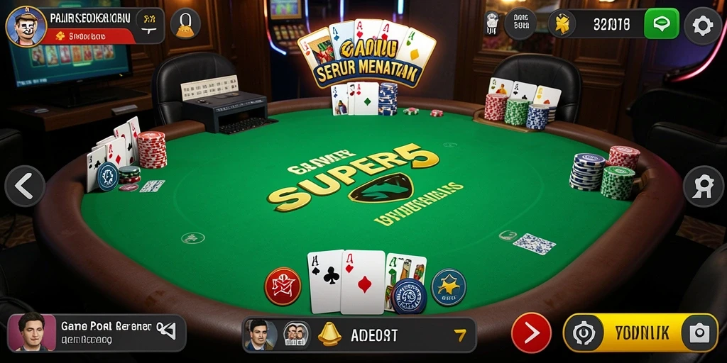 Tampilan menarik dari gameplay poker di SUPER5.